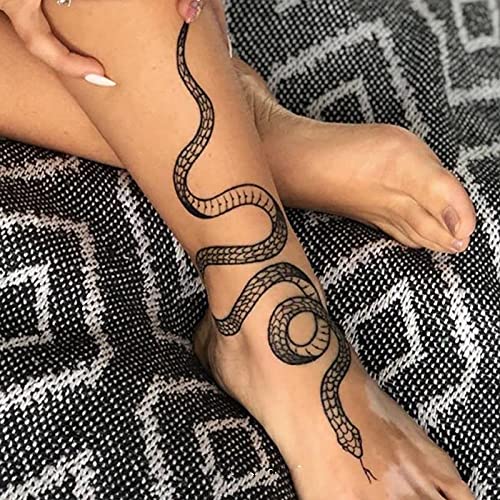 Big Size Black Snake Tattoo Tattoo Adesivos para Mulheres