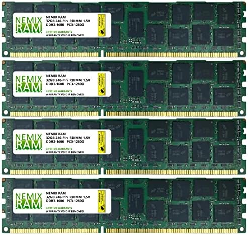 128GB DDR3-1600MHz PC3-12800 ECC RDIMM 4RX4 1.5V Memória do servidor registrado por Nemix Ram