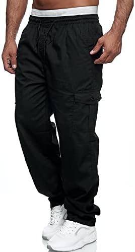 Calças de carga para homens Slim Fit Casual Work Pants Outdoor Tactical Tactical Halking Joggers Troushers com bolsos múltiplos
