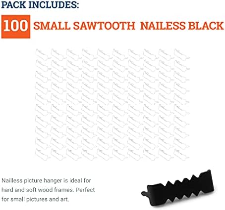 Cabides de imagem serra sem prego - 100 pacote - 1 polegada - cabide de dente de serra preto