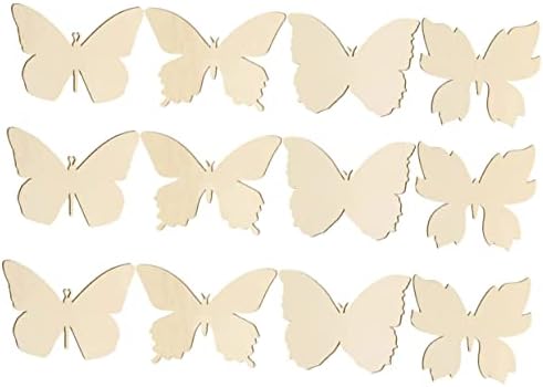 Favomoto 48pcs Butterfly Wood Chips Ornamentos de natividade para crianças Artesanato de natividade para crianças Ornamento