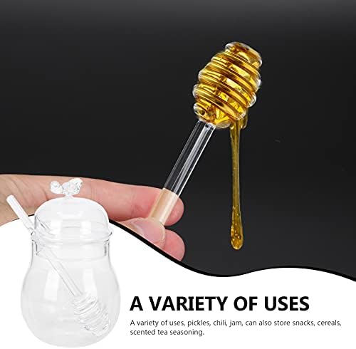 Recipientes genéricos de vidro 2 conjuntos jarra de mel de mel de mel com colher tampa garrafas de mel dispensador de recipiente de ketchup molho de molho de molho para molhos de óleo vinagre transparente recipiente