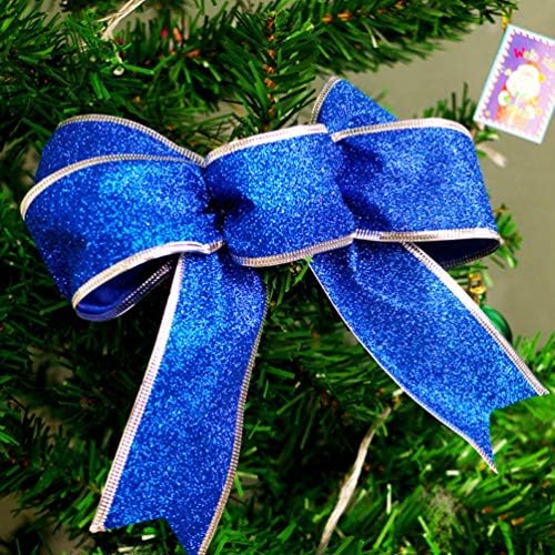Sewacc Xmas Tree Bowknot 5pcs Grande arco de Natal Glittering Ribbon Bow Gift Knot Xmas Bowknot Ornamentos decorativos