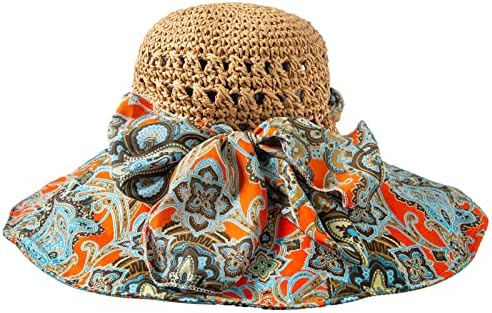 Chapéus de pesca boêmia de Speny, chapéu de palha de proteção solar de areia, caminhada de caiaque verão colorido chapéu