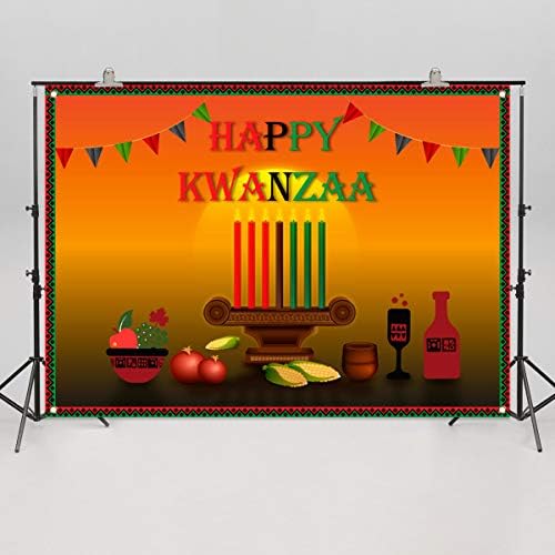 Centro de 7 × 5ft Kwanzaa para fotografia, Kwanzaa Decoração de decoração Back Drop, African Heritage Holiday Decoration Photo
