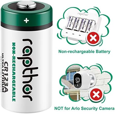 Rapthor CR123A 3V Bateria de lítio 1650mAh 20 pacote de alta potência CR123 CR17345 Baterias fotográficas PTC protegidas para câmeras