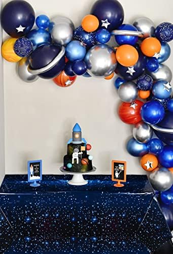 Toclagem de mesa de espaço peiking, decorações de toalhas de mesa estreladas para festa de aniversário, 54 x 108in Capas de mesa de galáxia de plástico retangular para Star Guerra