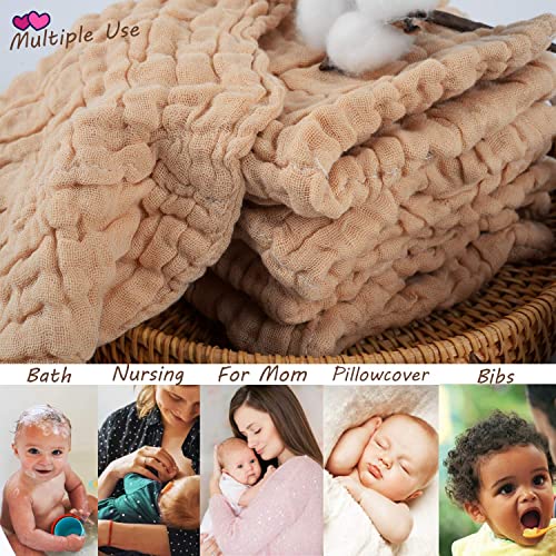 DAXUE 10 PCS Baby Muslin Floths de algodão natural não branqueado, lenços de bebê mais macios e macios, panos orgânicos Burp