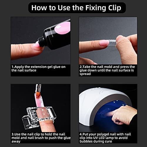 Dicas de unhas Clipe para um pacote de extensão de dedo de plástico para construção rápido com faixas de lixamento de pregos de 300pcs e brocas de unhas para maquiagem DIY