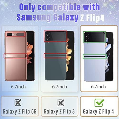 Coralogo para Samsung Galaxy Z Flip 4 Case Sparkle For Women Girls Firmly fofo Bling Bling Glitter Slim Casos de telefone branco