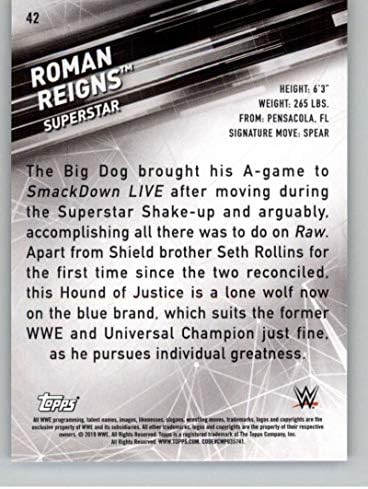 2019 Topps WWE Smackdown Live 42 Roman Reigns Wrestling Trading Card