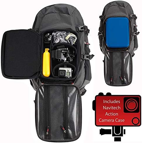 Navitech Action Camera Backpack e Blue Storage Case com tira de tórax integrada - Compatível com Surfola SF430 Touch Screen