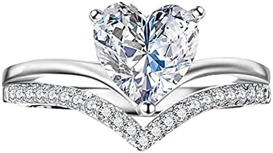 Coração branco 5-11wom shinestone ouro, jóias de jóias prateadas tamanhos de anel de mulheres anéis de casamento mulheres anéis