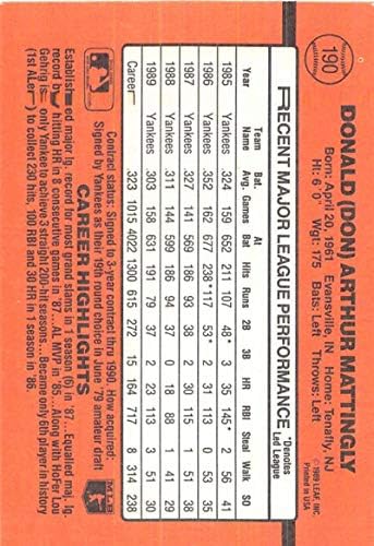 1990 Donruss 190 Don Mattingly NM-MT Yankees