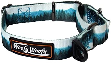 Woofy Woofy Martingale Dog Collar sem fivela, à prova de fuga, colarinho de cão de treinamento de segurança, estampa de floresta,