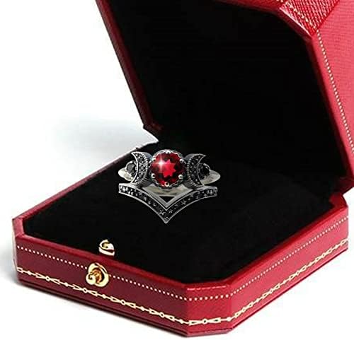 Anéis femininos tamanho 7 anéis de ouro rosa para meninas adolescentes Lua Red Girls Girls for Women Amethyst Jewellery