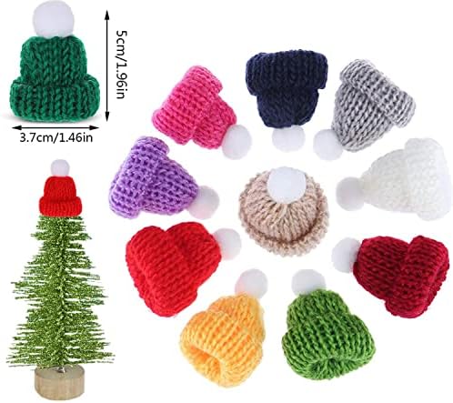 Acewen 66pcs Mini chapéus de malha de natal Mutli-Color Santa Hat Mini Pompoms Hat Hat para Acessórios para Doll House