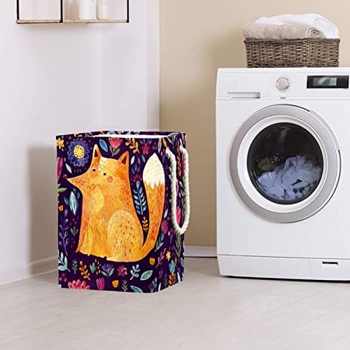 Indicolor Pintura em aquarela Pintura de raposa grande cesto de roupa de roupas prejudiciais à prova d'água para cesta de roupas para roupas de brinquedos, decoração de casa para banheiro do quarto