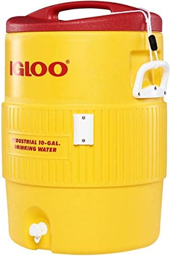 Igloo 10 galões de bebidas industriais refrigerador, amarelo/vermelho/branco