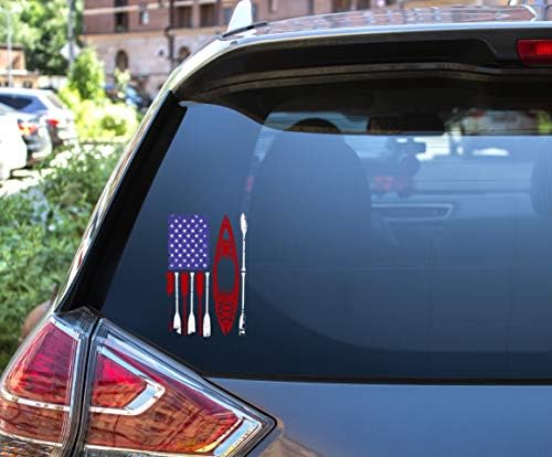 Decalque de caiaque da bandeira americana angustiada em vinil transparente - adesivo de pára -choques de caiaque - adesivo para caminhadas ao ar livre