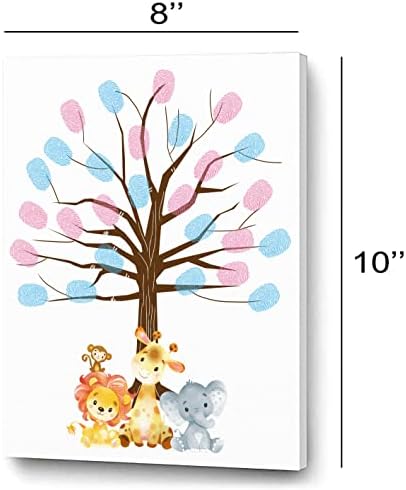 Deotedi Baby Gênero Revelar árvore de impressão digital, Animals Canvas Baby Charf -Gender Revel