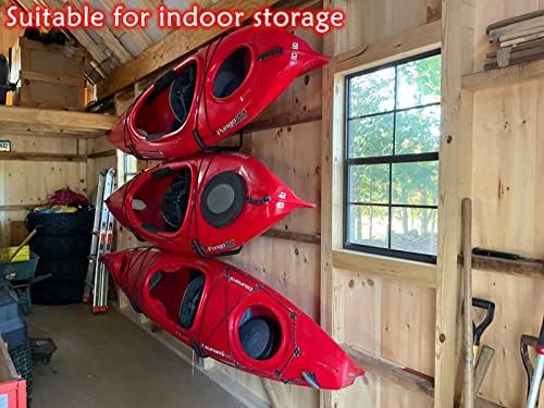 Ganchos de caiaques de armazenamento de garagem Naikozmo, cabide de armazenamento pesado de 15,5 polegadas, rack montado na parede para pendurar paddleboard de canoa, prancha de surf, snowboard, escadas, bicicletas, preto e vermelho, 15,5 polegadas x 10,8 polegadas