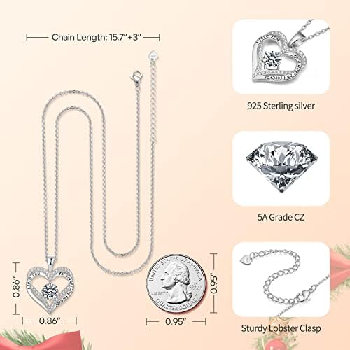 Dfunh Heart Birthstone Colares para mulheres, 925 colar de pendente de prata esterlina para meninas aniversário de aniversário