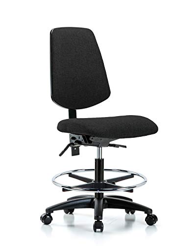 Labtech Seating LT42251 Cadeira de bancada média, tecido, base de nylon de fundo médio - anel de pé cromado, rodízios, marinha