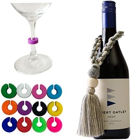 Mingqing Silicone Wine Glass Charms Tags com mamadeira com borlas com mamadeira, conjunto de 13 cinza