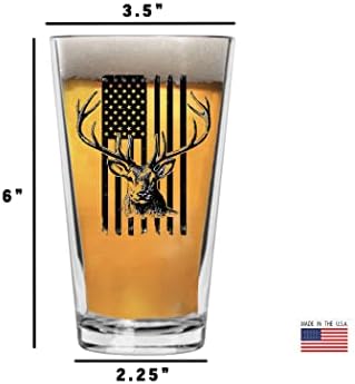 Rogue River Tactical USA Bandle Buck Deer Hunting Glass Drinking Cup Pint 16oz Pub Gift for Hunter Hunt