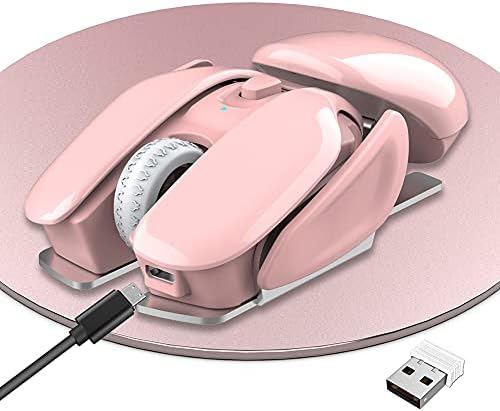 Mouse sem fio Ashata, 2,4 GHz sem fio 1600 dpi mouse de computador ergonômico, 4 botões de mouse mudo óptico recarregável