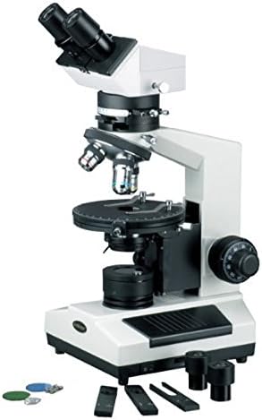 Microscópio binocular polarizador AMSCOPE PZ200BB, oculares WF10X e WF20X, ampliação de 40x-800x, objetivos acromáticos do plano