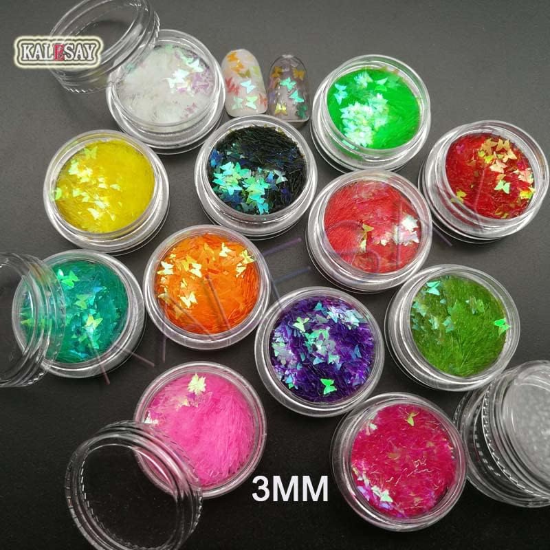 3D Multicolor 3mm Butterfly Floks LECINAS DE PINDINGS GLITTH GLITTER DIY PARA NEWS MANICURE PAILLETES ANESTORES ANESTORES -