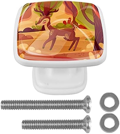 Botões de gaveta para meninos folhas de outono botões de cômoda de vidro de cristal botões de 4pcs imprimir botões quadrados berçário botões decorativos multicolor 1.18x0.82x0.78 em