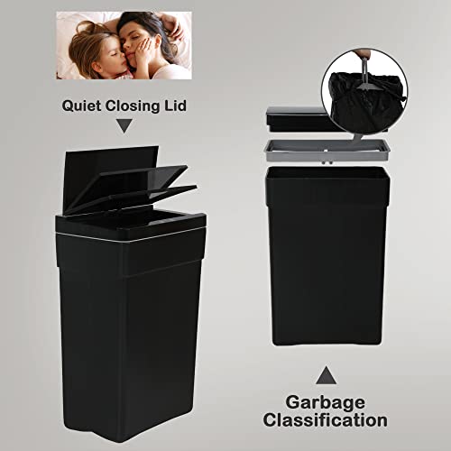 Lixo de 13 galões de lixo, lixo automático de cozinha lata com tampa com detecção de movimento e lixo de alta capacidade de alta capacidade
