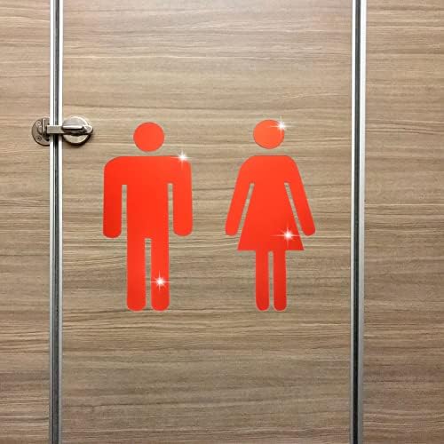 Patikil Bathroom Sign, 2 set acrílico auto-adesivo banheiro masculino e feminino Sinal de gênero para compras comerciais, marrom