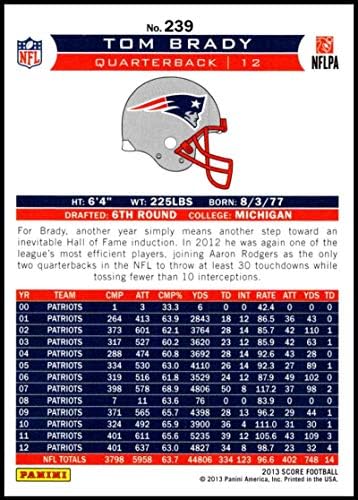 2013 Panini Score Air Mail 239 Tom Brady New England Patriots NFL Football Card NM-MT