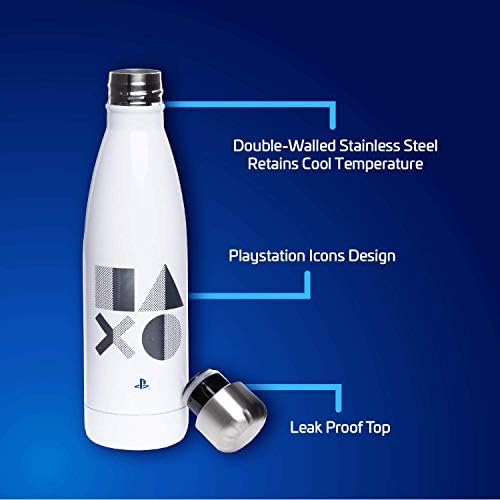 Paladone PlayStation Metal Water Bottle PS5 - Easy Hydrate for Boys, Gamers - Mercadoria oficialmente licenciada