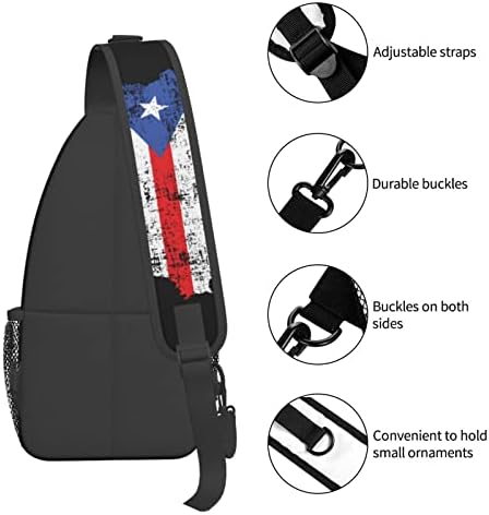 Mochila de bandeira porção porto -riquenha vintage Moda unissex Daypack Daypack Cross Chest Bag de caminhada diagonal Rucksack