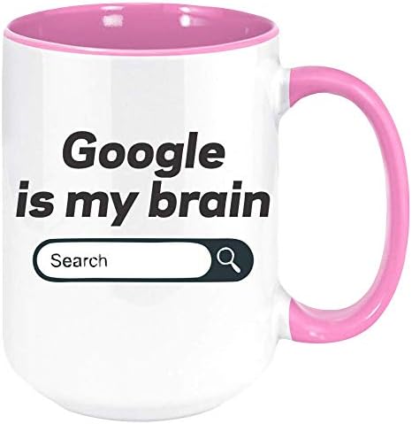 O Google é caneca de café cerebral, branco com colorido dentro e manuseio {sublimado}