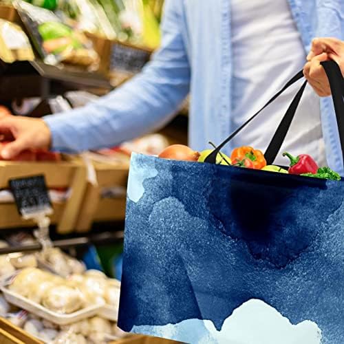 Ondas de cesto de compras reutilizáveis ​​ondas marinhas de textura azul portátil Picnic Grocety Bags