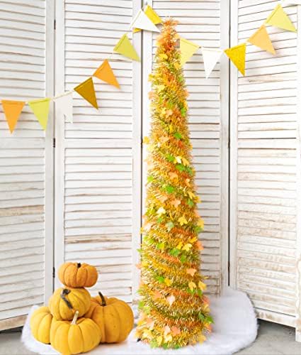 Decorações de Ação de Graças de Mols Fonder Mols, 5ft de Treça de Maple Orange Orange de 5 pés para Decorações de outono