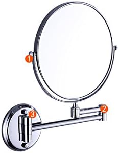 DW e HX espelho de maquiagem extensível, espelho de banheiro de dois lados montado na parede