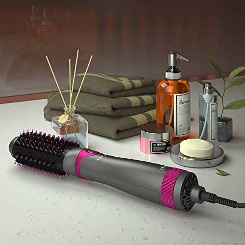 Secador de cabelo escova de escova de escova de escova de salão de salão de cabelos secador e volumizador com três barris intercambiáveis, kit de pincel de ar quente | Peças de reposição ordenáveis