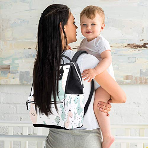Sweet Dino Princess com bolsas de fraldas de arco Backpack Mummy Backpack de grande capacidade Bolsa de enfermagem Bolsa de viagem para cuidados com o bebê