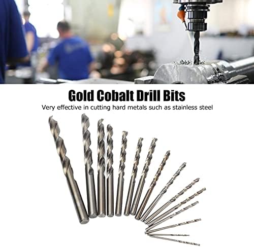 Bits de perfuração de cobalto, broca de broca de torção HSS Bits de conjunto de brocas de conjunto de broca de cobalto conjunto de 135 ° de ouro oxidado para madeira para plástico