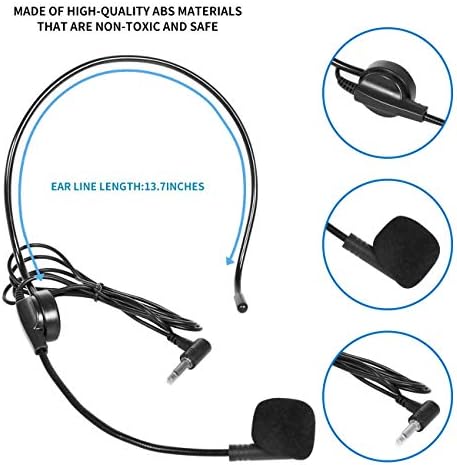 Microfone de fone de ouvido com fio GIECY para amplificador de voz, microfone ajustável flexível para professores, treinadores,