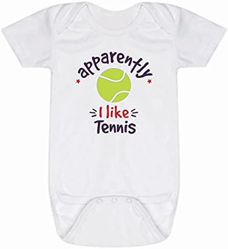 ChalkTalksports Tennis Baby & Infant One Piece | Aparentemente, eu gosto de tênis | Pequeno