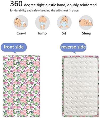Folha de berço com tema rosa, colchão de berço padrão Folha de colchão Ultra Ultra Soft Material-Crust ou lençol de criança,