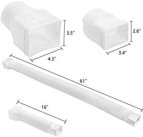 MEZCHI 2 Pacote de calha de calha de chuva Extensões, extensões flexíveis de drenagem da água da chuva, 21 a 60 polegadas